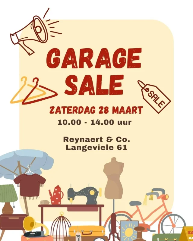 Aanstaande zaterdag, 28 maart, zullen we van 10 tot 14 uur de deuren van Reynaert & Co. nog een laatste keer openen voor een 'garage sale'. We hebben veel stripboeken, lp's, kinderspeelgoed, boeken en wat kleding tegen kleine prijsjes. Kom je ook kijken of er iets voor je bijzit? Alleen even 'hallo' komen zeggen mag natuurlijk ook; vinden we juist heel leuk 🙂. Tot zaterdag!